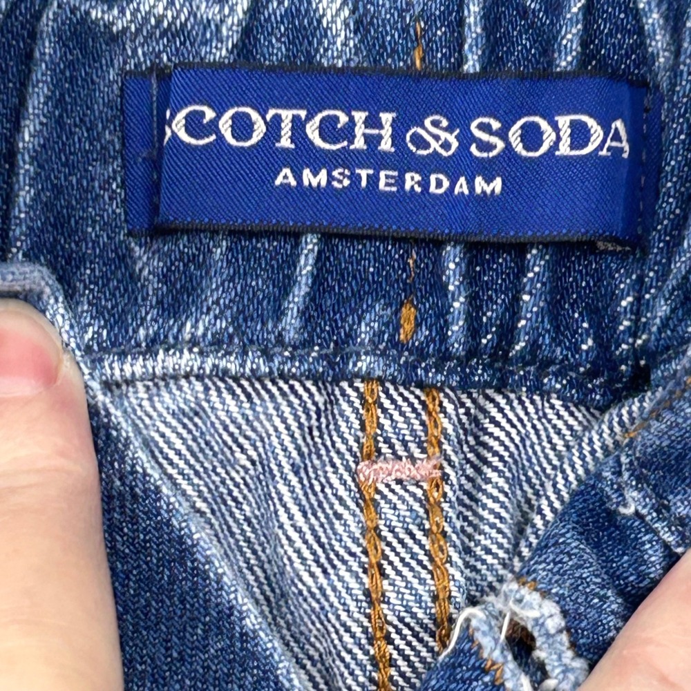 Scotch & Soda Denim Skirt Womens Small Blue Paperbag Waist Button Front Mini - Picture 4 of 9